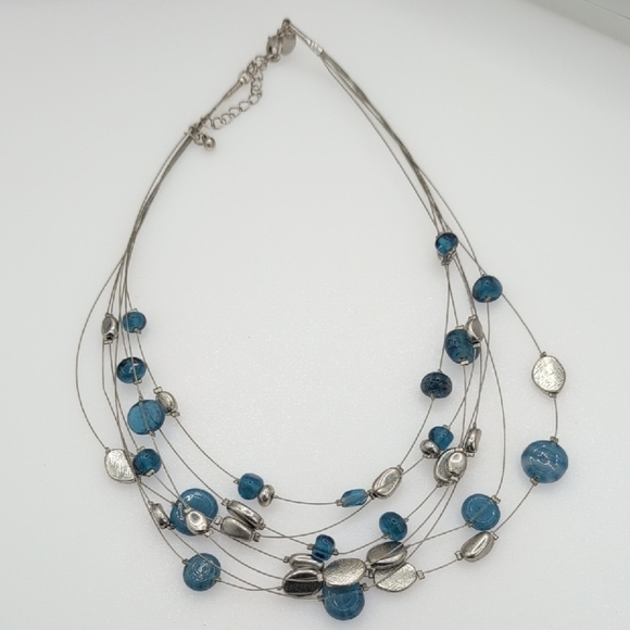 Lia Sophia Silver and Blue Multi-Strand Necklace - Picture 4 of 7